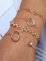 Gold Stacking Armbänder Set 4 Stück Manschette Armband Kette Armband