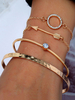 Gold Stacking Armbänder Set 4 Stück Pfeil Kette Armband Armreif Geschenk für Sie