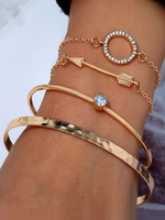 Gold Stacking Armbänder Set 4 Stück Pfeil Kette Armband Armreif Geschenk für Sie