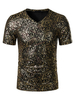 Gold T-Shirts Casual V-Ausschnitt Kurzarm Sommer Tops