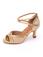 Gold Tanzschuhe Glitter Ballroom Dance Schuhe Peep Toe Criss Cross Latin Tanzschuhe
