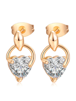 Gold-Tropfen-Ohrring-Frauen Rhinestones durchbohrte Bolzen-Ohrringe