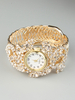 Goldarmbanduhrrhinestones-Metalllegierungs-glänzende Armbanduhr für Frauen