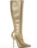 Goldene Damen Stiefel mit Spitz-Vorderteilen und High-Heels