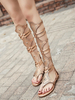 Goldene Gladiator Sandalen 2020 Damen Thong Perlen ausgeschnitten Strappy Flache Sandalen