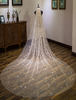 Goldene Hochzeit Schleier Sterne Kathedrale Wasserfall One Tier Cut Edge Glänzende Brautschleier