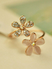 Goldener offener Ring-Gänseblümchen-Entwurfs-Rhinestone-Edelstein-wulstiger justierbarer Frauen schicker Ring