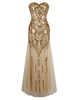 Goldenes Pailletten Kleid trägerlos formalen langes Abendkleid Partykleid charleston kleid 20er jahre kleid