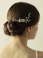 Goldhochzeit Kopfschmuck Perlen Braut Haarkamm