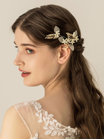 Goldhochzeits-Kopfschmuck-Legierungs-Blatt-Form-Haar-Zusätze für Braut