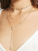 Goldkette Halskette Layered Strass Y Halskette für Frauen