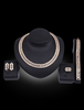 Goldschmuck Set Strass Halskette Ohrringe Armband Ring Party Schmuck
