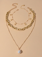 Goldschmuck-Sets 2-teilige geschichtete Kettenhalskette mit Armband