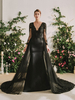Gothic Black Brautkleider Mermaid Long Sleeves Zipper Lace Bodenlanges Brautkleid