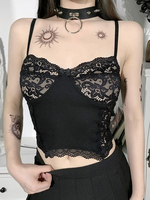 Gothic Cami Top Schwarze Ketten Ärmelloses Polyester Sommer Sexy Top
