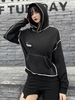 Gothic Hoodies für Damen Schwarze Baumwolloberteile mit langen Ärmeln Retro-Hoodies