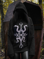 Gothic Hoodies für Damen Schwarze Polyester-Oberteile mit langen Ärmeln