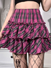 Gothic Kleid Rose Rot Plissee Rüschen Gothic Polyester Kariertes Muster Minirock