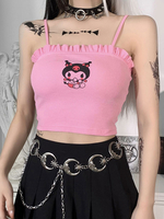 Gothic Kleidung Rosa Plissee Rüschen Hip Hop Polyester Sommer Camis