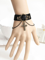 Gothic Lolita Armband Velour Ketten Metall Details Schwarz Lolita Zubehör