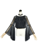 Gothic Lolita-Bluse Soul Hall-Spitze Semi Sheer Plissee Schuss Seide schwarz Lolita Top