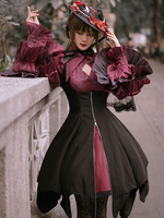 Gothic Lolita Blusen Burgund Lange Ärmel Schleifen Rüschen Polyester Lolita Shirt