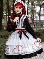 Gothic Lolita Blusen Schwarz Langarm Lace Nets Lolita Shirt