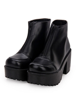 Gothic Lolita Booties Zipper Plattform Chunky Heel Schwarz Lolita Ankle Boots