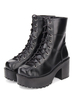 Gothic Lolita Boots schnüren sich oben Tülle Plattform Chunky High Heel schwarze Schuhe