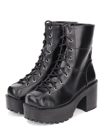 Gothic Lolita Boots schnüren sich oben Tülle Plattform Chunky High Heel schwarze Schuhe