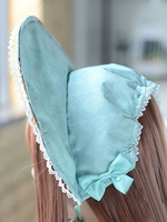 Gothic Lolita Cap Göttin Kreuz Licht grün gedruckten Bogen Spitze Lolita Motorhaube