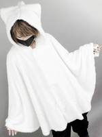 Gothic Lolita Cape Cat Planet Plissee Mit Kapuze Pellet Fleece Samt Lolita Poncho Mantel