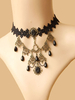Gothic Lolita Choker Metall Detail Juwel Spitze schwarz Lolita Choker Halskette