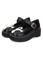 Gothic Lolita Footwear Print Zweifarbig Schnalle Plattform Schwarz Lolita Pumps