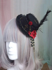 Gothic Lolita Haarschmuck Blume Perle Kette Feder Schwarz Lolita Hut