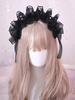 Gothic Lolita Haarschmuck Rüschenbogen Perle Schwarz Lolita Kopfschmuck