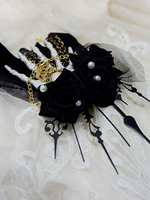Gothic Lolita Headwear Black Skeleton Hand Knochen Ketten Lace Lolita Haarschmuck