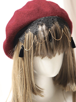 Gothic Lolita Hut Burgund Spitze Ketten Zubehör Lolita Zubehör