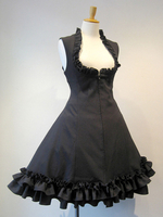 Gothic Lolita JSK Dress Lace Up Schwarz Lolita Jumper Röcke