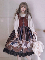 Gothic Lolita JSK Kleid bedruckt Burgund Lolita Jumper Röcke