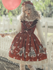 Gothic Lolita JSK Kleid Infanta Skeleton Bows Burgunder Lolita Pullover Röcke