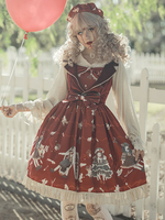 Gothic Lolita JSK Kleid Infanta Skeleton Bows Burgunder Lolita Pullover Röcke