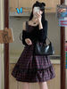 Gothic Lolita JSK Kleid Polyester Sleeveless Plaid Muster Täglich Casual Black Lolita Jumper Rock