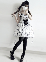 Gothic Lolita JSK Kleid Print Bow Lolita Jumper Rock