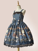 Gothic Lolita JSK Kleid Religiöse Infantin Blumendruck Plissee Lolita Pullover Röcke