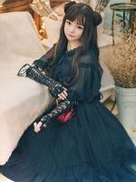 Gothic Lolita JSK Kleid Schwarz Polyester Ärmellose Lolita Pullover Röcke