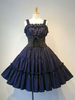 Gothic Lolita JSK Kleid Schwarz Ärmellose Rüschen Lolita Jumper Röcke