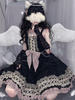 Gothic Lolita JSK Kleid Schwarz ärmellose Spitze; Schleifen Rüschen Polyester Cover-Up Lolita Jumper Rock Outfit