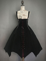 Gothic Lolita JSK Kleid Schwarz Schnür Lolita Pullover Rock