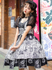 Gothic Lolita JSK Kleid Schwarz Weiß Sleeveless Rüschen Polyester Lolita Jumper Rock